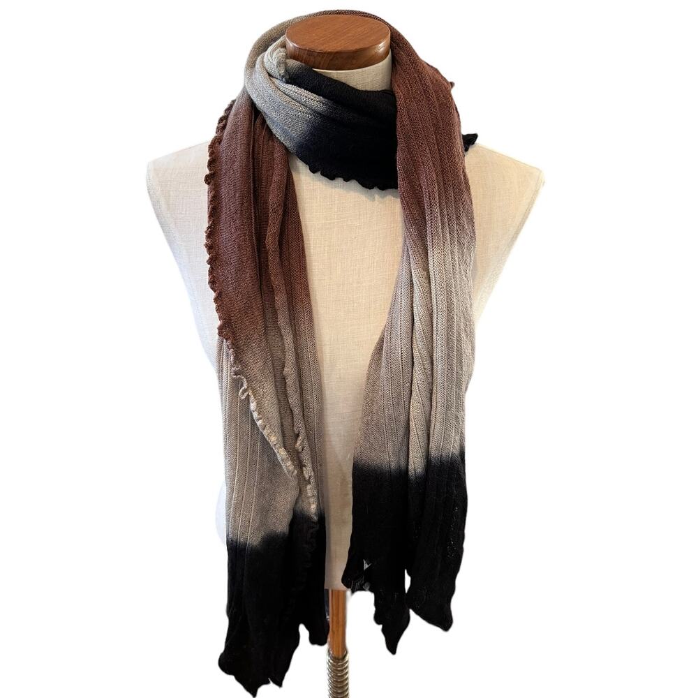 G&C Alpaca Ombre Dip Dyed Ruffle Knit Scarf